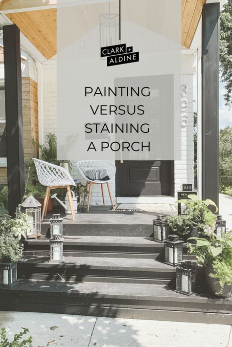 Front Porch Paint, Painted Brick Stairs Front Porches, Stain Front Porch, Painting Front Porch, Stained Front Porch, Stained Porch, Front Porch Paint Ideas, Porch Floor Paint Colors, Porch Paint Ideas