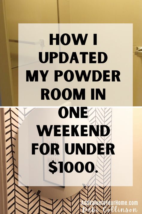 Powder rooms are one room in the house where you can have alot of fun! It can take on its on personality and be a fun surprise when your guests walk into the room. I updated my powder room with a total makeover from the vanity, mirror, paint color, accessories, flooring and yes even the toilet for under $1,000. Check out my post to see how I did it! Best Half Bath Paint Colors, Powder Room Color Palette, Beige Powder Room Ideas, How To Add A Shower To A Half Bath, Diy Half Bathroom Remodel, Powder Room Diy Makeover, Small White Powder Room, Toilet Room Paint Ideas, Mcm Powder Room