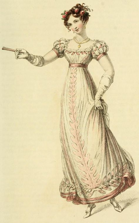 Regency Day Dress Fashion Plates, Neoclassical Fashion, 1820s Dress, 1820 Fashion, 1820s Fashion, Waltz Dress, Regency Gown, Regency Era Fashion, Interesting Outfits