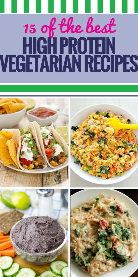 15 High Protein Vegetarian Recipes. If you're following a vegetarian diet, you need to take special care to ensure you get enough protein. From breakfast to dinner, make every meal healthy with these simple recipes. Protein Vegetarian Recipes, High Protein Vegetarian, Clean Eating Vegetarian Recipes, Protein Vegetarian, Clean Eating Vegetarian, High Protein Vegetarian Recipes, Vegetarian Protein, Low Carb Diets, Protein Recipes