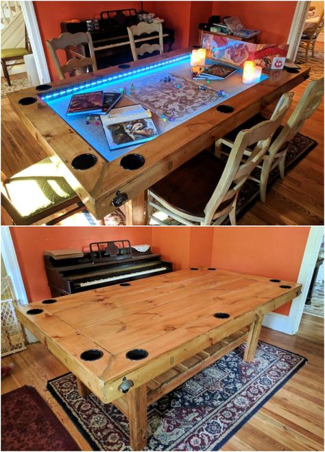 Large Game Table, Table Top Game Table, Bar Game Table, Warhammer Gaming Table, D&d Table Gaming Diy, D&d Game Table, Table Top Game Room Ideas, Tabletop Game Table, Table For Board Games