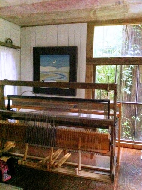 A Joyful Cottage: Living Large In Small Spaces - Weaving A Cabin Life Weaving Studio Spaces, Weaving Studio, Studio Layout, Saori Weaving, Studio Spaces, Rigid Heddle Weaving, Cottage Style Decor, Ideas For Small Spaces, Weaving Loom