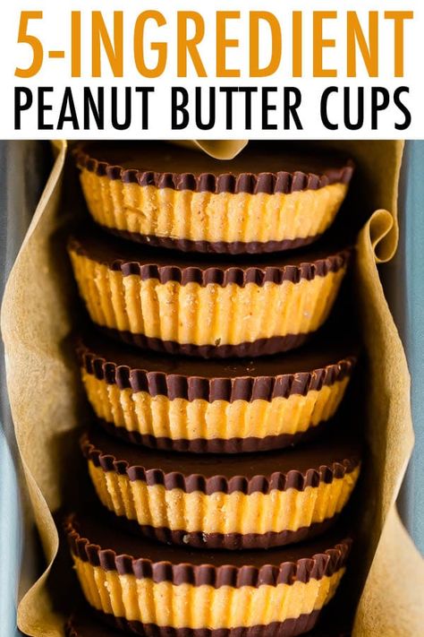 Make your own peanut butter cups using just 5 simple ingredients -- dark chocolate chips, peanut butter, coconut oil, honey and sea salt. #peanutbuttercups #healthypeanutbuttercups #eatingbirdfood Healthy Peanut Butter Cups, Peanut Butter Cups Recipe, Homemade Peanut Butter Cups, Pb Cups, Chocolate Peanut Butter Cups, Peanut Butter Honey, Vegan Peanut Butter, Homemade Peanut Butter, Healthy Peanut Butter