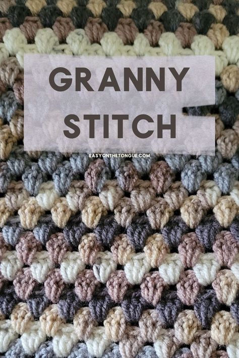 The Straight Granny Stitch is just as popular as the Granny Square for blankets. Why? Because it's an easy crochet stitch that crochets out beautifully and because you use double crochet stitches, your work progresses so much faster. Consider the Granny stitch for yout next crochet project, you'll simply love it. More easy crochet stitches on easyonthetongue.com Granny Stitch Crochet Patterns Free, Straight Granny Stitch, Easy Crochet Stitches Blankets, Free Granny Stitch Crochet Pattern, Easy Double Crochet Blanket Patterns, Granny Rows Crochet Blanket, Granny Stitch Afghan, Granny Square Stiches, Grandma Stitch Crochet