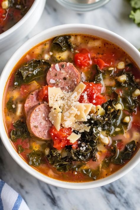 My favorite 16 Keto Soup Recipes - Keto Italian Sausage Soup, Keto Sausage Soup, Keto Crockpot Soup, Fall Soups Crockpot, Soup Recipes Healthy Crockpot, Pork Soup Recipes, Keto Soup Recipes, Keto Italian, Meatball Soup Recipes