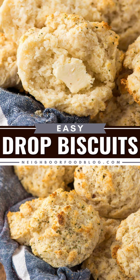 Nothing beats Grandma’s recipes, and that definitely holds true for this Easy Drop Biscuits Recipe. These super quick homemade biscuits can be whipped up and out of your oven in less than 30 minutes! Dump Biscuits Easy, Homemade Biscuits Easy Self Rising Flour, Drop Biscuits With Self Rising Flour, Bus Quick Biscuits, Single Serve Biscuit Recipe, Quick Drop Biscuits Easy Recipes, 3 Ingredient Drop Biscuits, Quick Easy Biscuits Simple, East Biscuits Recipe