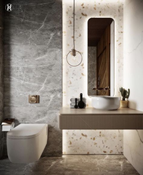 Small Powder Room Design, Modern Washroom Design, Apartment Bathroom Design, Toilet Design Modern, Powder Room Design Ideas, Contemporary Powder Room, Modern Luxury Bathroom, Wc Design, Bathroom Decor Luxury