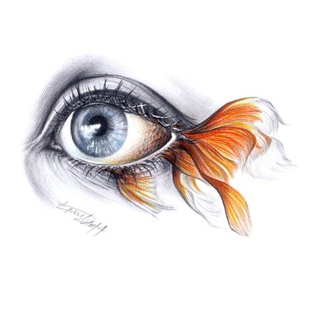 Realistic Eye Drawing, Pencil Drawing Tutorials, Eyes Artwork, Fish Tail, Color Pencil Drawing, Eye Art, Fish Art, Pics Art, Eye Drawing