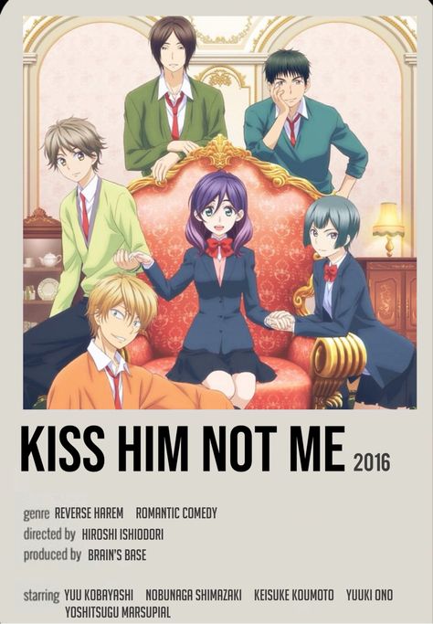 Kiss Him Not Me Minimalist Poster, Kiss Him Not Me Poster, Anime Show Posters, Anime Title Poster, New Animes, Anime Posters Minimalist, Anime Film Poster, Anime Poster Prints, Anime Polaroids