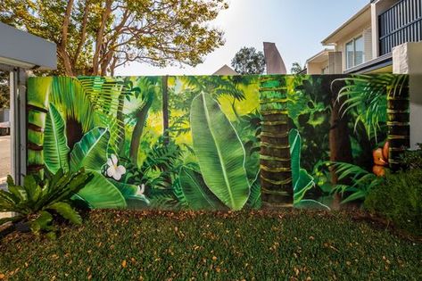 Jungle Wall Painting, Garden Salon, Salon Makeover, Street Art Mural, Exterior Murals, Jungle Painting, Jungle Boogie, Garden Fence Art, Jungle Mural