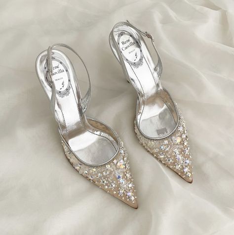 Rene Caovilla Heels Vintage, Rene Caovilla Heels, Heels Vintage, Rene Caovilla, Slingback Heels, Slingback Heel, Silver Crystal, Crystal Rhinestone, Wedding Shoe