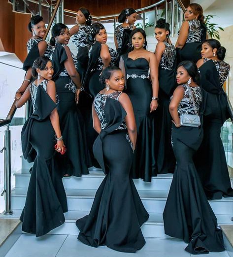 African Bridesmaids, Latest Bridesmaid Dresses, African Bridesmaid Dresses, Bride Suit, Mermaid Bridesmaid, Black Bridesmaids, Women In Black, African Wedding Dress, Gaun Fashion