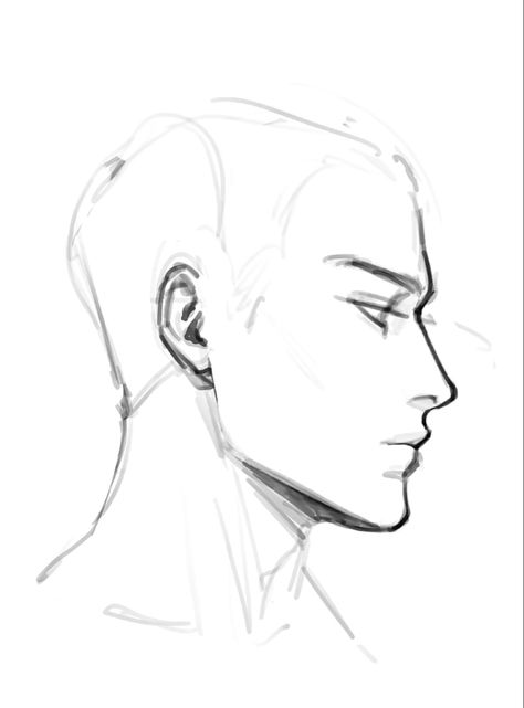 I found this randomly in my gallery pls lemme know if you know who did this 🫶 Shape Of Face Drawing, Front View Face Drawing Reference, Art Base Side Profile, Drawing Side View Face, Black Man Hairstyle Drawing, Sideview References Drawing, Sideview Face References, Eye Side View Drawing Reference, Wiping Forehead Pose