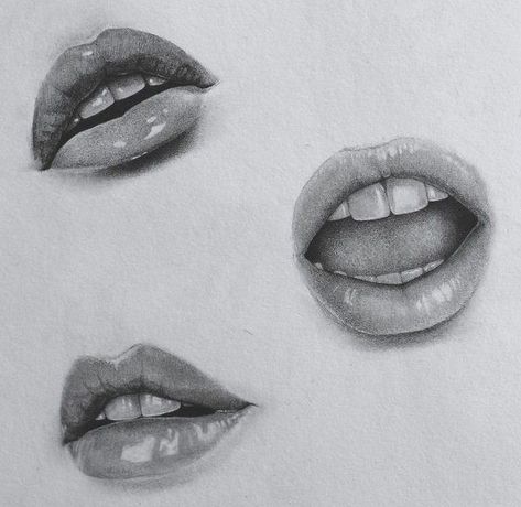 Lips Open Drawing, Open Mouth Teeth Drawing, Slightly Open Mouth Reference, Teeth Drawing Reference Realistic, How To Draw A Smile With Teeth Sketch, Lips Study Drawing, Mouth Pencil Drawing, Lip Study Drawing, Lip Close Up