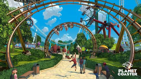 Theme Park Planning, Roller Coaster Tycoon, Theme Park Map, Rollercoaster Tycoon, Park Games, Planet Coaster, Dreams And Nightmares, Planets Art, Simulation Games