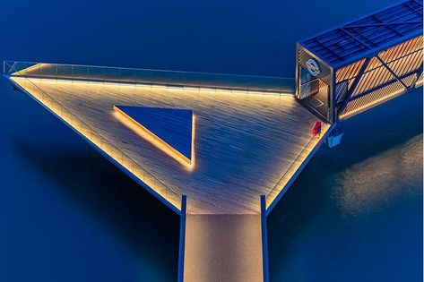 Royal Wharf Pier, UK – darc awards Pier Design, Bridge Lighting, Dock Solar Lights Gangway, Cable Stayed Bridge Design, Handrail Lighting, Dock Lighting, Pier Light, Urban Lighting, Outdoor Landscape Lighting