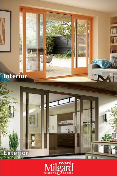 Glass Doors With Wooden Frame, 3 Panel Patio Door, 3 Panel Sliding Glass Door Patio, Deck Door Ideas Patio, Sliding French Doors Exterior, Window To Patio Door Conversion, Marvin Sliding Patio Doors, Dining Room Patio Doors, Sliding Glass Doors Patio Sliders