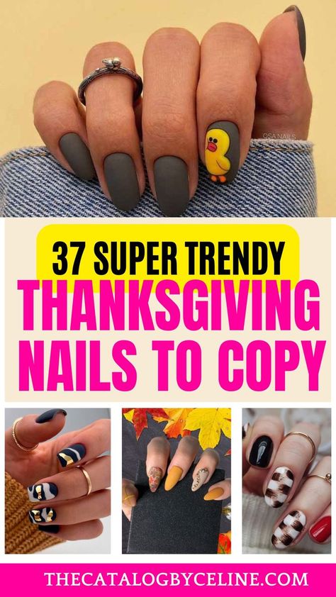 37 Super Trendy Thanksgiving Nails to Copy Tha Ksgiving Nails, Turkey Nails Acrylic, Thanksgiving Nails Fall Acrylic, Thanksgiving Nails Natural, Thanksgiving And Christmas Nails, November Nails Designs Fall Simple, Thanksgiving Nails 2023, November Gel Nails Designs, Thanksgiving Nail Design