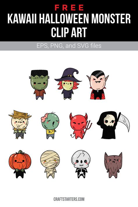 How To Draw Clipart, Easy Clay Ideas Halloween, Cartoon Monsters Drawing, Halloween Design Illustration, Cute Zombie Drawing, Cute Monster Character Design, Kawaii Frankenstein, Kawaii Zombie, Chibi Monster