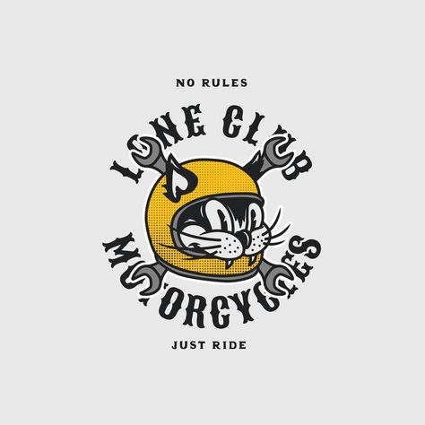 Handmade Vector Vintage Lone Club Motorcycle Garage Logo Badge Biker Graphic Design, Motorcycle Logo Design Graphics, Motorcycle Shop Logo, Rider Logo Design, Biker Graphics, Bikers Aesthetic, Bike Shop Logo, Biker Illustration, Riders Logo