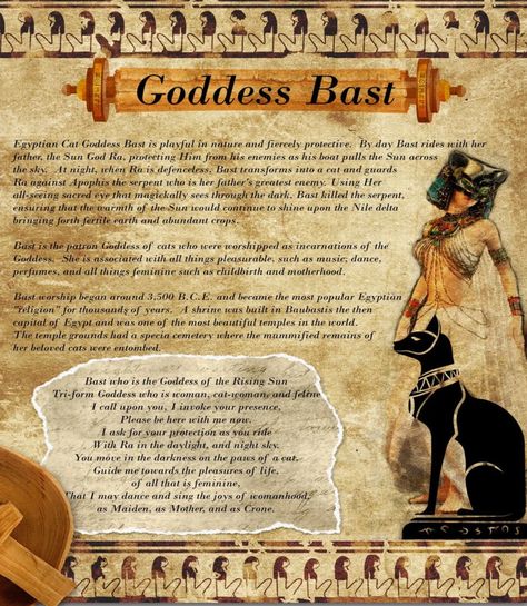 Bast Goddess, Bastet Goddess, Egyptian Goddess Art, Egyptian Cat Goddess, Goddess Bastet, Kemetic Spirituality, Cat Goddess, Ancient Egyptian Goddess, Egypt Tattoo