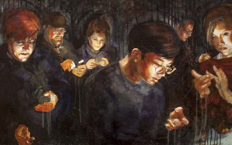 Classically-Styled Paintings Reveal How Obsessed We Are With Our Cellphones | The Creators Project Phone Obsession, Smartphone Art, Social Media Art, Zombie Art, Snow Bunnies, Phone Art, Gcse Art, Art And Technology, Album Art