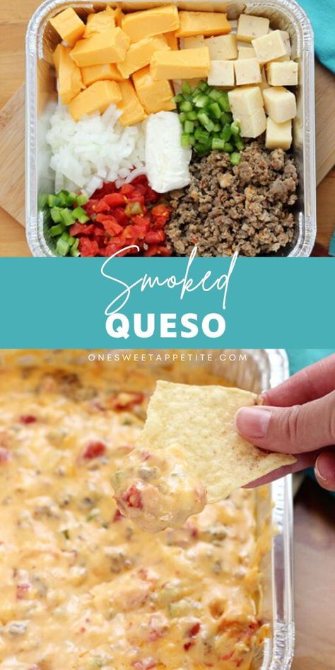 Level up your football party food with smoked queso! This creamy, smoky dip is a game day snacks must-have for tailgating or cheering from home. Easy Football Party Food, Smoked Queso Dip, Easy Tailgate Food, Tailgate Food Ideas, Smoked Queso, Easy Party Appetizers, Party Food For A Crowd, Small Bites Appetizers, Queso Dip Recipes