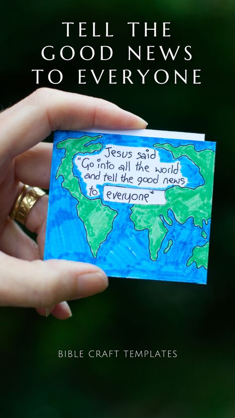 Kids Bible craft templates to spread to good word of God! #5minutecrafts #sundayschool #craftideas #bible #biblecraft #youthgroup #kidscraft #craft #biblestories #busyart He’s Got The Whole World Craft, Share The Good News Craft, Sharing The Gospel Craft For Kids, Great Commission Craft For Kids, Gospel Crafts For Kids, The Great Commission Craft, Gospel Craft, Jesus Crafts, Good News Bible