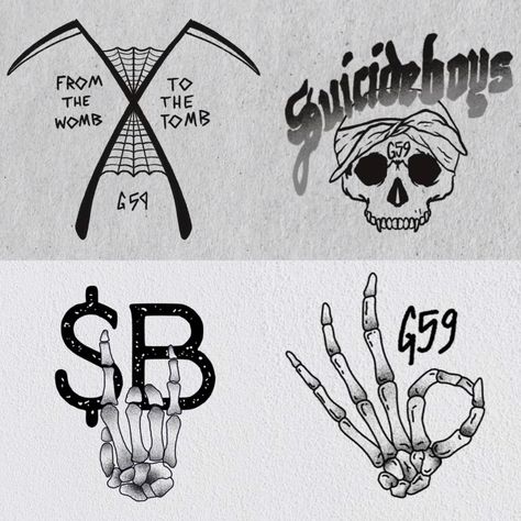 Grey 59 Sketch, $ucideboy$ Tats, Simple G59 Tattoos, $ui̇ci̇deboy$ Drawing, Uicideboys Tats, Sb Lyric Tattoos, G59 Tattoos Stencil, From The Womb To The Tomb Tattoo, Suïsideboys Tattoos