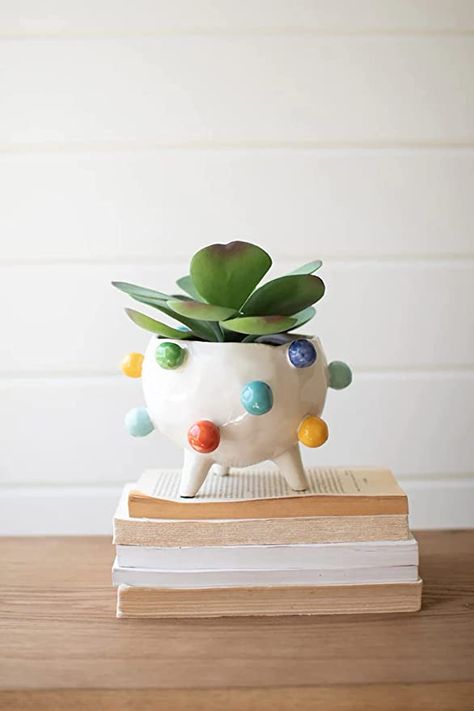 Amazon.com: Kalalou CDV2108 Planter, See Image : Patio, Lawn & Garden Bubble Planter, Colorful Bubbles, About Plants, Cerámica Ideas, Office Cubicle, Pinch Pots, Ceramics Pottery Art, Teach Kids, Planter Pots Indoor