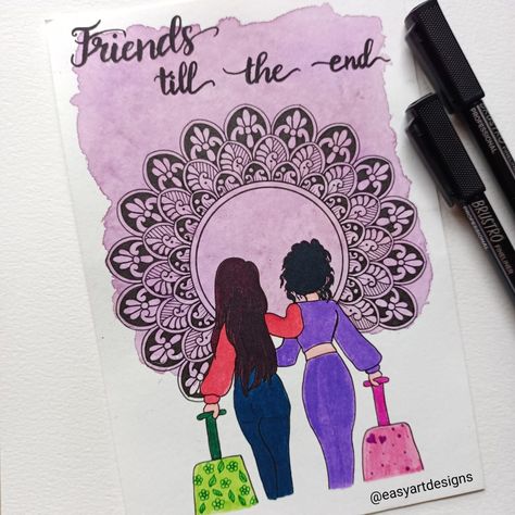 Friendship day mandala Friendship Mandala, Friend Drawing, Mandala Art Design, Friendship Day, A Best Friend, Drawings Of Friends, A Good Friend, Best Friend Birthday, Mandala Drawing