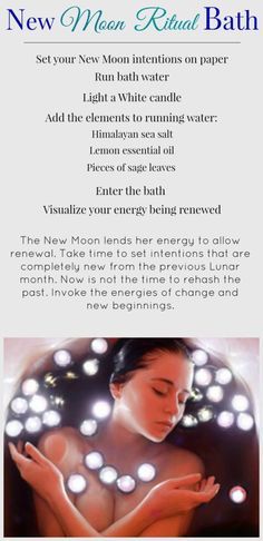 New Moon Ritual, Moon Bath, Moon Spells, Spiritual Bath, New Moon Rituals, Moon Ritual, Moon Magick, Moon Rituals, Full Moon Ritual