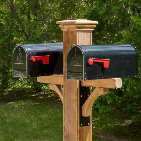 Mailbox Post Ideas, Double Mailbox, Double Mailbox Post, Mailbox Holder, Farmhouse Mailboxes, Country Mailbox, Rustic Mailboxes, Cool Mailboxes, Mailbox Stand