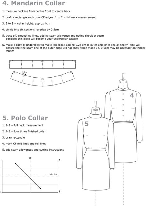 drafting collars mandarin collar Pattern Drafting Bodice, Pattern Drafting Tutorials, Pattern Draping, Sewing Collars, Garment Pattern, Pattern Drafting, Collar Pattern, Dress Sewing, Dress Sewing Patterns