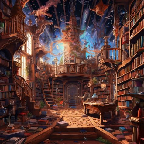 Wizard Laboratory, Wizard Lair, Library Concept Art, Wizards Library, Fantasy Library Aesthetic, Fairytale School, Wizard Library, Art Gallery Architecture, Japanese Library