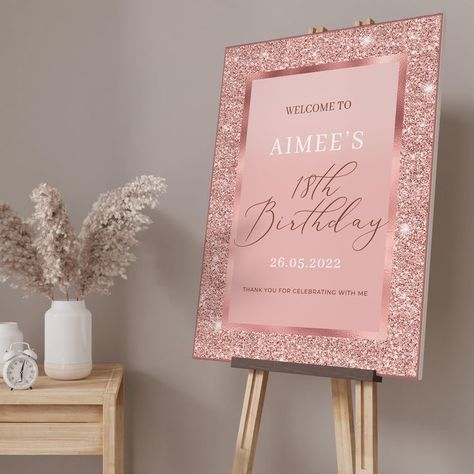 Rose Gold Birthday Party, 18th Party Ideas, Pink Birthday Decorations, Gold Birthday Party Decorations, 18th Birthday Party Themes, Rose Gold Birthday, Sweet Sixteen Birthday Party Ideas, Rose Gold Party Decor, 21st Bday Ideas