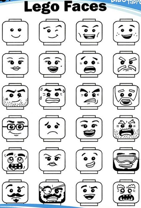 Lego People Art, Drawing Comic Characters, Lego Sketch Drawing, Lego People Drawing, Lego Drawing Ideas, How To Draw Lego People, Lego Figure Drawing, Lego Faces Printable, Lego Characters Drawing