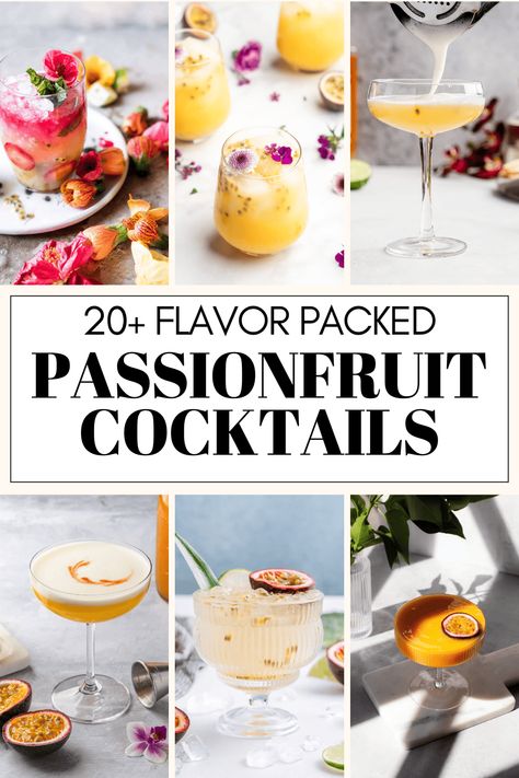 Transport yourself to a tropical paradise with the tantalizing flavors of passionfruit cocktails. With their vibrant color, tropical aroma, and tangy-sweet taste, passionfruit adds a delightful twist to classic cocktails. Passionfruit Cocktail Recipes, Passionfruit Spritz, Passionfruit Daiquiri, Passionfruit Cocktail, Nye Cocktail, Coconut Tequila, Summer Sangria Recipes, Passion Fruit Mojito, Passion Fruit Margarita