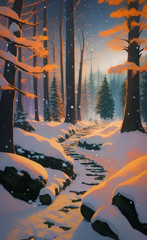 Snowy Forest Drawing, Snowy Background Drawing, Winter Background Wallpapers Aesthetic, Modern Christmas Wallpaper Iphone, Landscape Illustration Wallpaper, Winter Phone Backgrounds, Winter Digital Art, Winter Wallpapers, Winter Illustration