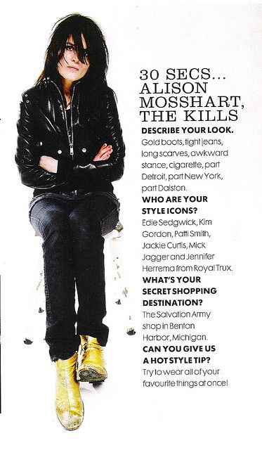 allison mosshart boots | alison mosshart | Flickr - Photo Sharing! Jamie Hince, Concert Outfit Rock, Pakaian Hipster, Alison Mosshart, Kim Gordon, Gold Boots, Barry Manilow, Rock Chick, Katharine Hepburn