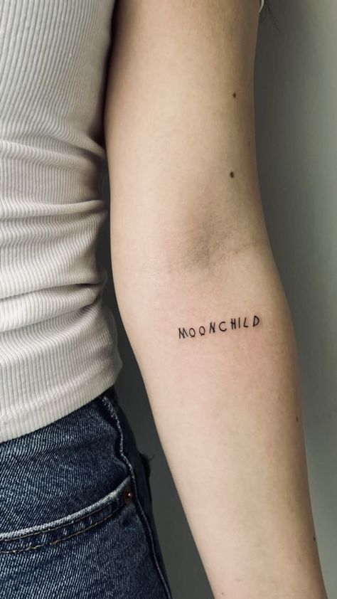 namjoon tattoo Rm Moonchild Tattoo, Namjoon Inspired Tattoo, Moonchild Tattoo Rm, Kpop Idol Tattoo, Rm Tattoo Ideas, 134340 Tattoo, Bts Army Tattoo, Mikrokosmos Tattoo, Minimal Tattoo Moon