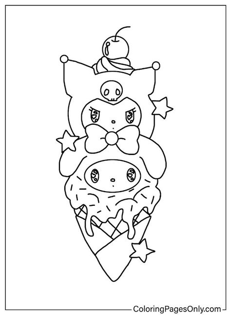 Coloring Pages Kuromi, Kuromi Coloring Page, Tattoo Coloring Book, Hello Kitty Colouring Pages, Family Coloring Pages, Farm Animal Coloring Pages, Love Coloring Pages, Hello Kitty Coloring, Princess Coloring Pages