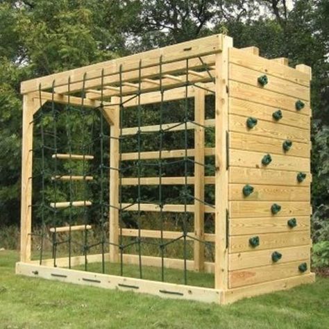 Diy Kids Playground, Backyard Obstacle Course, Playground Landscaping, Wooden Climbing Frame, American Ninja Warrior, Diy Playground, Kids Outdoor Play, Natural Playground, Jungle Gym