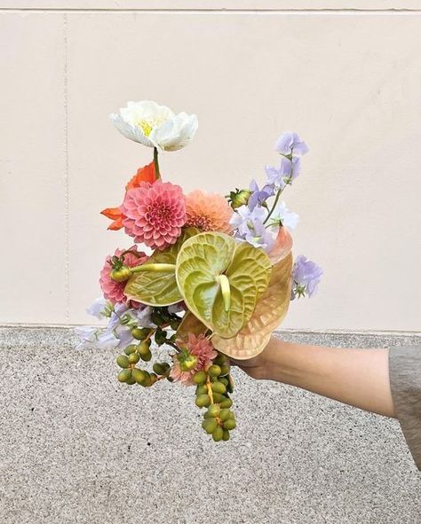 Interesting Bouquets, Anthurium Bouquet, Eclectic Wedding, Bridal Bouquet Flowers, Flower Therapy, Wedding Mood Board, Wedding Mood, Summer Heat, Bridesmaid Bouquet