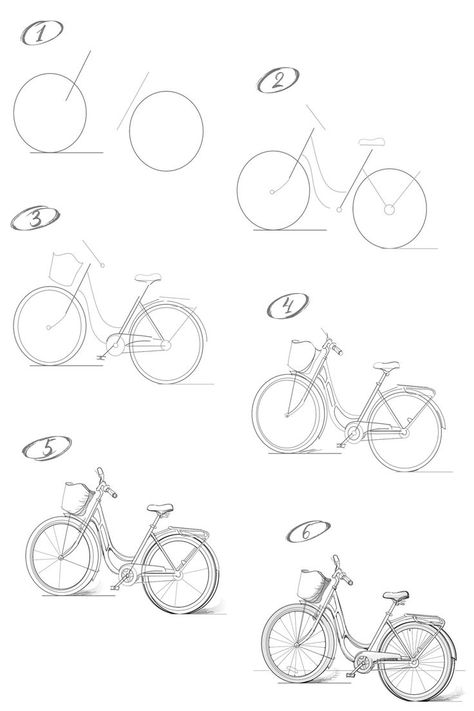 How to draw a bike with pencil step-by-step drawing tutorial Visit for video tutorial: https://youtu.be/nEADXUGtijw Sketching 101 Step By Step, Sketching How To Step By Step, Drawing Of Bicycle, How To Draw Sketches Step By Step Pencil, How To Draw A Bicycle Step By Step, How To Draw A Bicycle, Practice Drawing Exercises Step By Step, How To Draw A Bike, How To Draw Simple