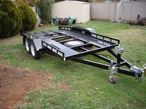 Car Trailer Ramps, Car Trailer Plans, Welding Trailer, Homemade Trailer, Car Hauler Trailer, Trailer Dolly, Work Trailer, Trailer Ramps, Trailer Kits