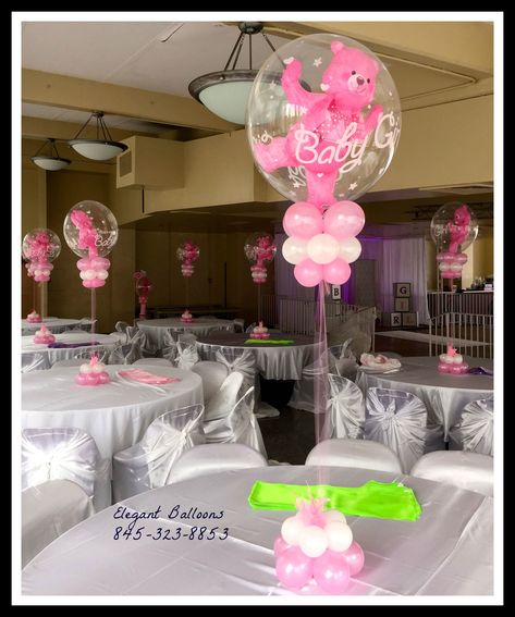 www.elegant-balloons.com Baby shower balloons Clear Balloon Centerpieces, Clear Balloon, Baby Shower Box, Creative Backdrops, Shower Balloons, Elevated Bed, Clear Balloons, Baby Planning, Unique Centerpieces