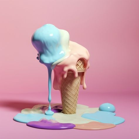 Free AI Image | Delicious ice cream melting Melting Ice Cream Drawing, Hand Holding Ice Cream, Melt Aesthetic, Scooped Ice Cream, Ice Cream Vintage, Ice Cream Aesthetic, Infused Chocolate, Melted Ice Cream, Ice Cream Inspiration