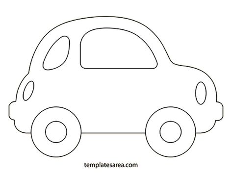 Printable Simple Car Drawing: Free Template for Coloring and Cut-Outs Car Cutout Template, Car Template Free Printable, Car Simple Drawing, Car Outline Drawing, Cars Template, Male Template, Shape Outlines, Cars Preschool, Simple Car Drawing