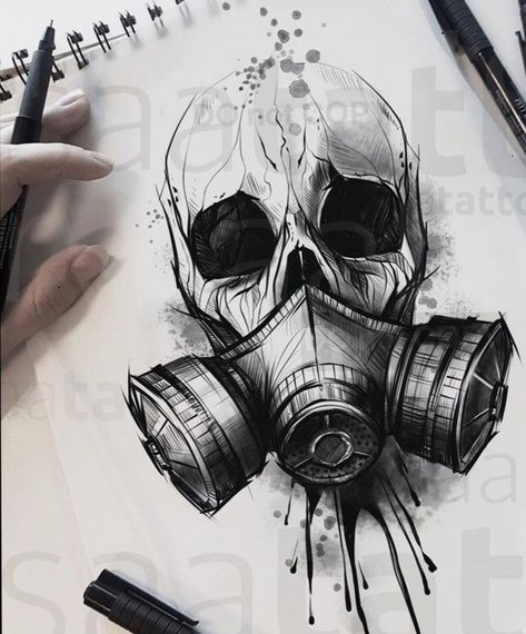 Gas Mask Drawing, Tattoo Crane, Gas Mask Tattoo, Gas Mask Art, Mask Drawing, Creepy Drawings, Skull Art Drawing, Alien Tattoo, Creepy Tattoos